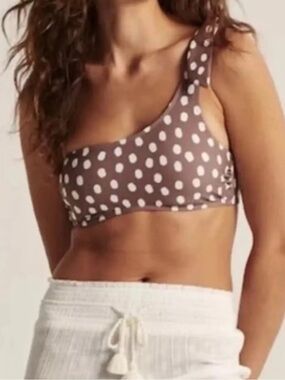 Abercrombie and fitch polka dot one shoulder bikini top size medium